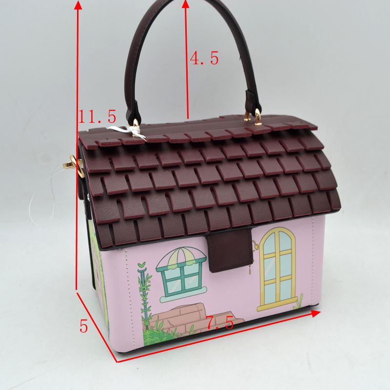 Whimsical House Shaped Top Handle Crossbody Handbag