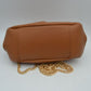 Ruched Kiss Lock Clutch Shoulder Bag with Detachable Gold Chain Strap