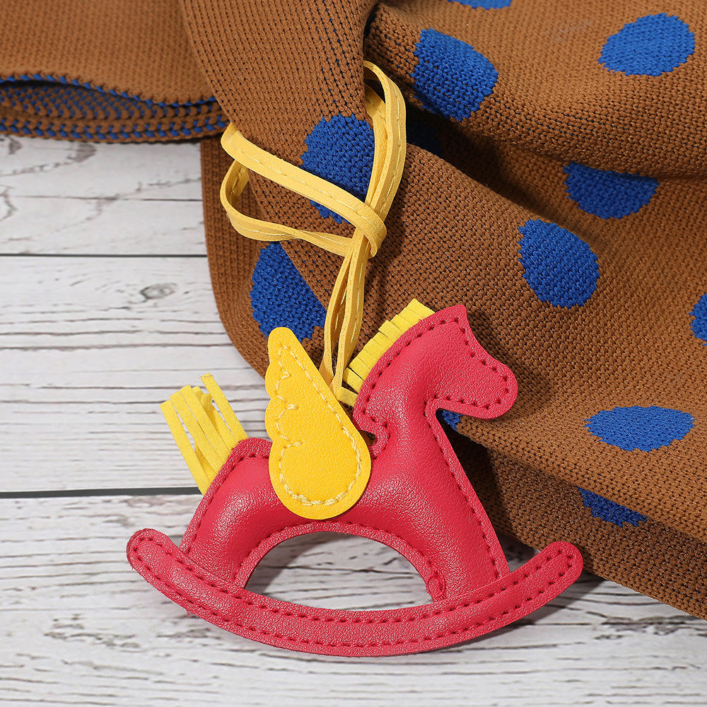 Faux Leather Winged Rocking Horse Bag Charm