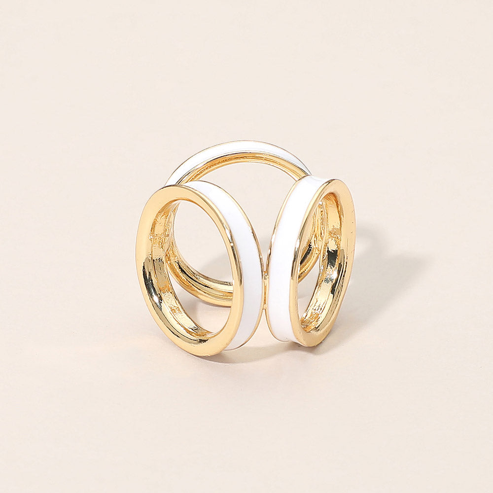 Enamel Inlay Geometric Scarf Ring