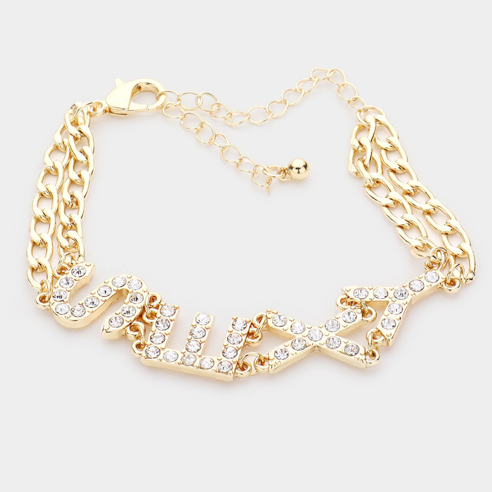 SEXY Rhinestone Embellished Message Bracelet