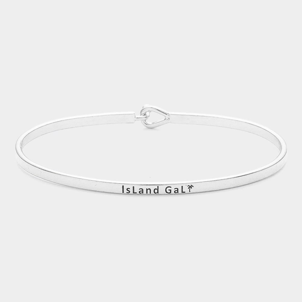 "Island Gal" Thin Brass Metal Hook Bracelet
