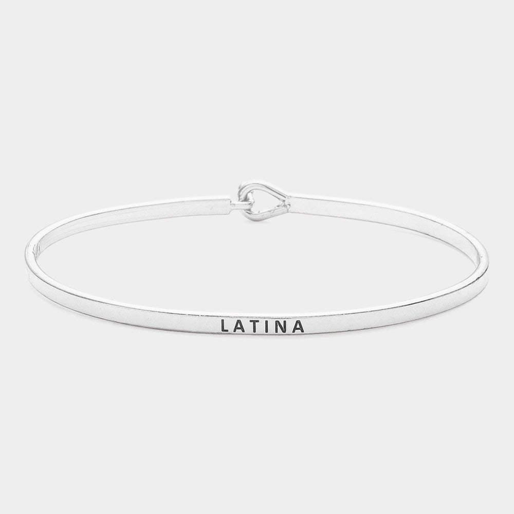 "Latina" Thin Brass Metal Hook Bracelet