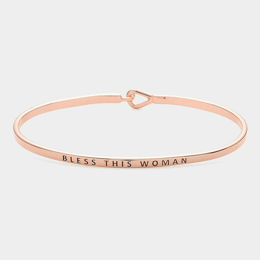 "Bendice a esta mujer" Pulsera de gancho de latón fino