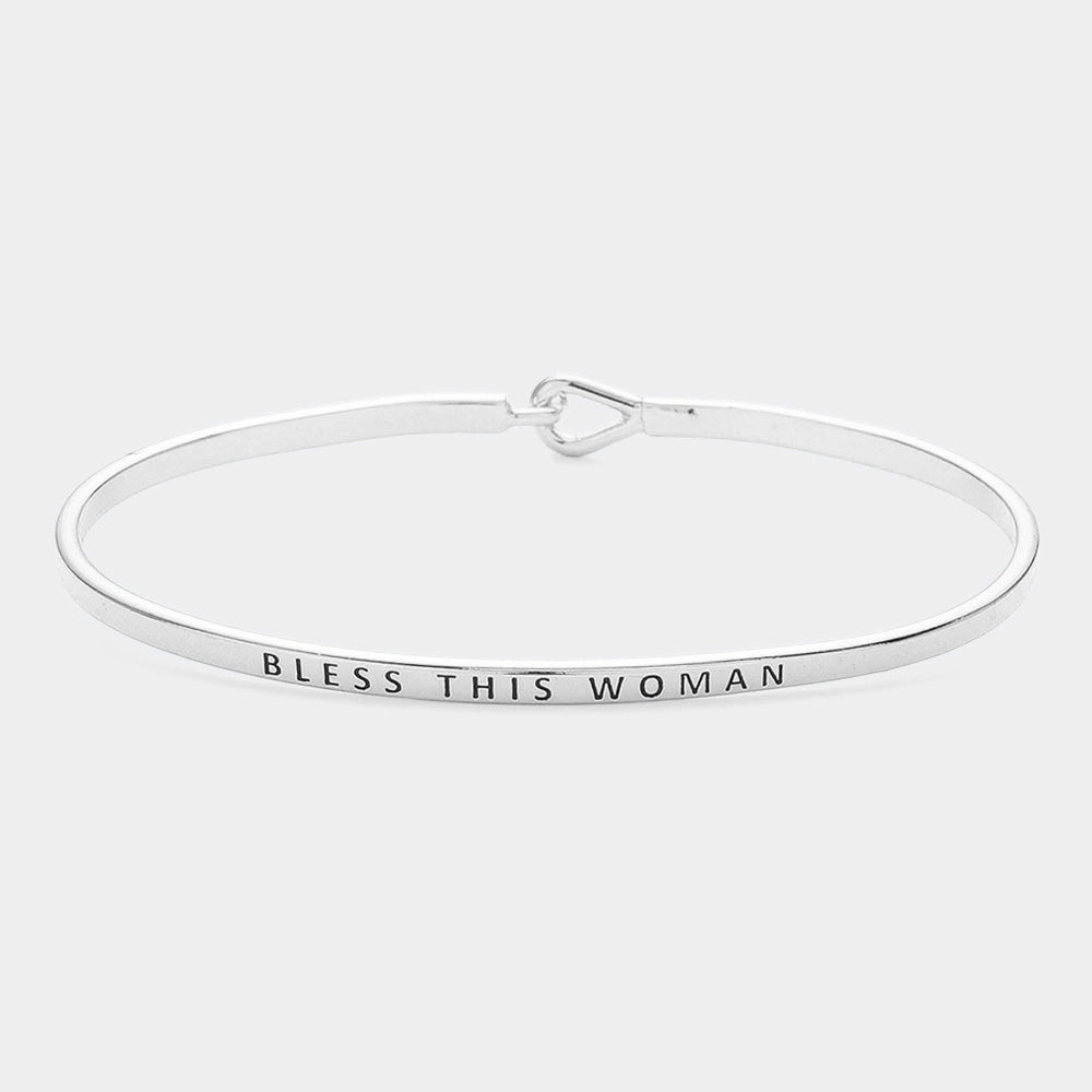 "Bless this woman" Thin Brass Metal Hook Bracelet