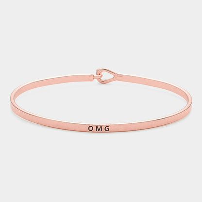 "OMG" Thin Brass Metal Hook Bracelet