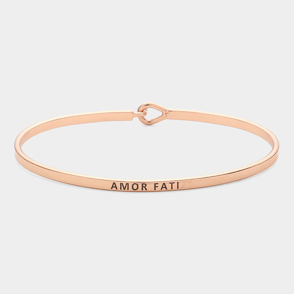 "Amor Fati" Thin Brass Metal Hook Bracelet