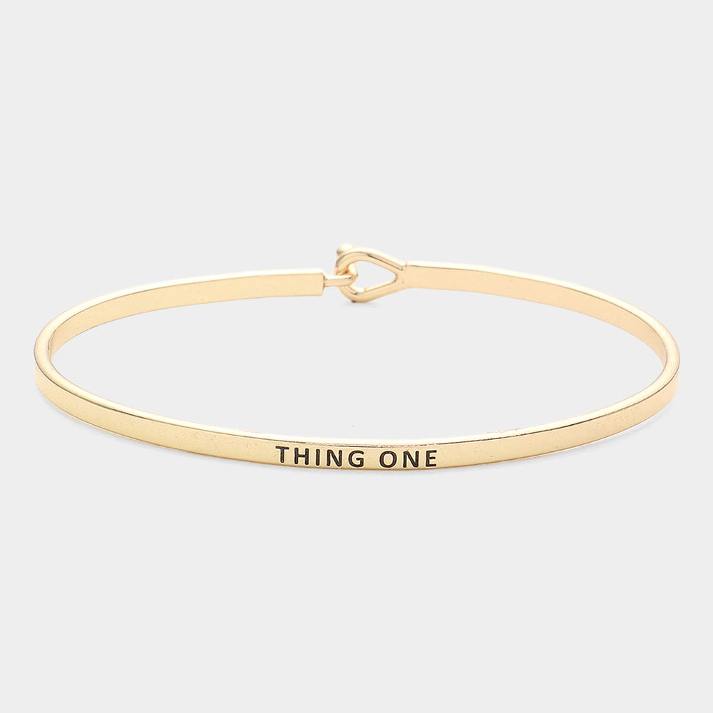 "Thing One" Thin Brass Metal Hook Bracelet