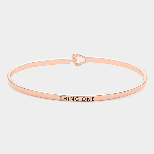 "Thing One" Thin Brass Metal Hook Bracelet