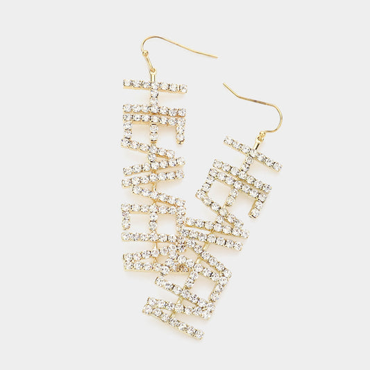 'HEAVEN' Rhinestone Pave Drop Earrings