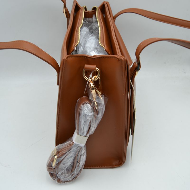 Geometric Envelope Flap Multi-Compartment Tote Bag with Long Shoulder Straps