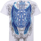 Sakkas Metallic Blue Eagle Short Sleeve Crew Neck Cotton Mens Fashion T-Shirt