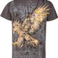 Sakkas Clutching Eagle & Fleur De Lis Metallic Silver Embossed Cotton T-Shirt