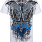 Sakkas Flying Eagle Metallic Silver Embossed Cotton Mens Fashion T-Shirt