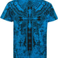 Metallic Silver Embossed Cross Short Sleeve Crew Neck Cotton Mens Fashion T-Shirt