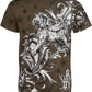 Sakkas Lion and Vines Metallic Silver Embossed Cotton Mens Fashion T-Shirt