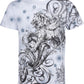Sakkas Lion and Vines Metallic Silver Embossed Cotton Mens Fashion T-Shirt