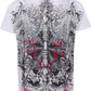 Sakkas Men's Silver Embossed Eagle Head V-Neck T-Shirt: A Fashionable Short Sleeve Cotton Tee