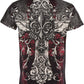 Sakkas Vines and Fleur De Lis Metallic Silver Short Sleeve Crew Neck Cotton Mens Fashion T-Shirt