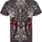 Sakkas Vines and Fleur De Lis Metallic Silver Short Sleeve Crew Neck Cotton Mens Fashion T-Shirt