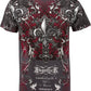 Sakkas Vines and Fleur De Lis Metallic Silver Short Sleeve Crew Neck Cotton Mens Fashion T-Shirt