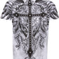 Sakkas Cross Metallic Silver Accents Cotton Mens Fashion T-Shirt