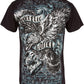 Sakkas Eagle Clutching Crown Metallic Silver Embossed Cotton Mens T-Shirt