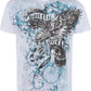 Sakkas Eagle Clutching Crown Metallic Silver Embossed Cotton Mens T-Shirt