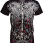 Sakkas Eagle Head and Fleur de Lis Metallic Silver Embossed Cotton Mens T-Shirt