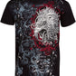 Sakkas Eagle Head and Fleur de Lis Metallic Silver Embossed Cotton Mens T-Shirt
