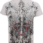 Sakkas Eagle Head and Fleur de Lis Metallic Silver Embossed Cotton Mens T-Shirt