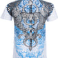 Sakkas Eagle and Sword Metallic Silver Embossed Cotton Mens Fashion T-Shirt
