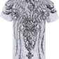Men's Silver Metallic Embossed Fleur De Lis Cross Cotton Fashion T-shirt by Sakkas