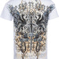 Sakkas Sword and Griffin Metallic Silver Embossed Cotton Mens Fashion T-shirt