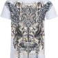 Sakkas Sword and Griffin Metallic Silver Embossed Cotton Mens Fashion T-shirt