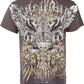Sakkas Sword and Griffin Metallic Silver Embossed Cotton Mens Fashion T-shirt