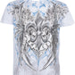 Sakkas Royalty Fleur de Lis Metallic Silver Embossed Cotton Mens Fashion T-Shirt