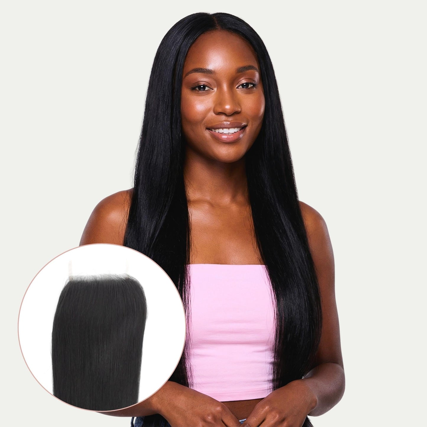 Cierre de cabello humano malayo lacio 4x4 con encaje transparente