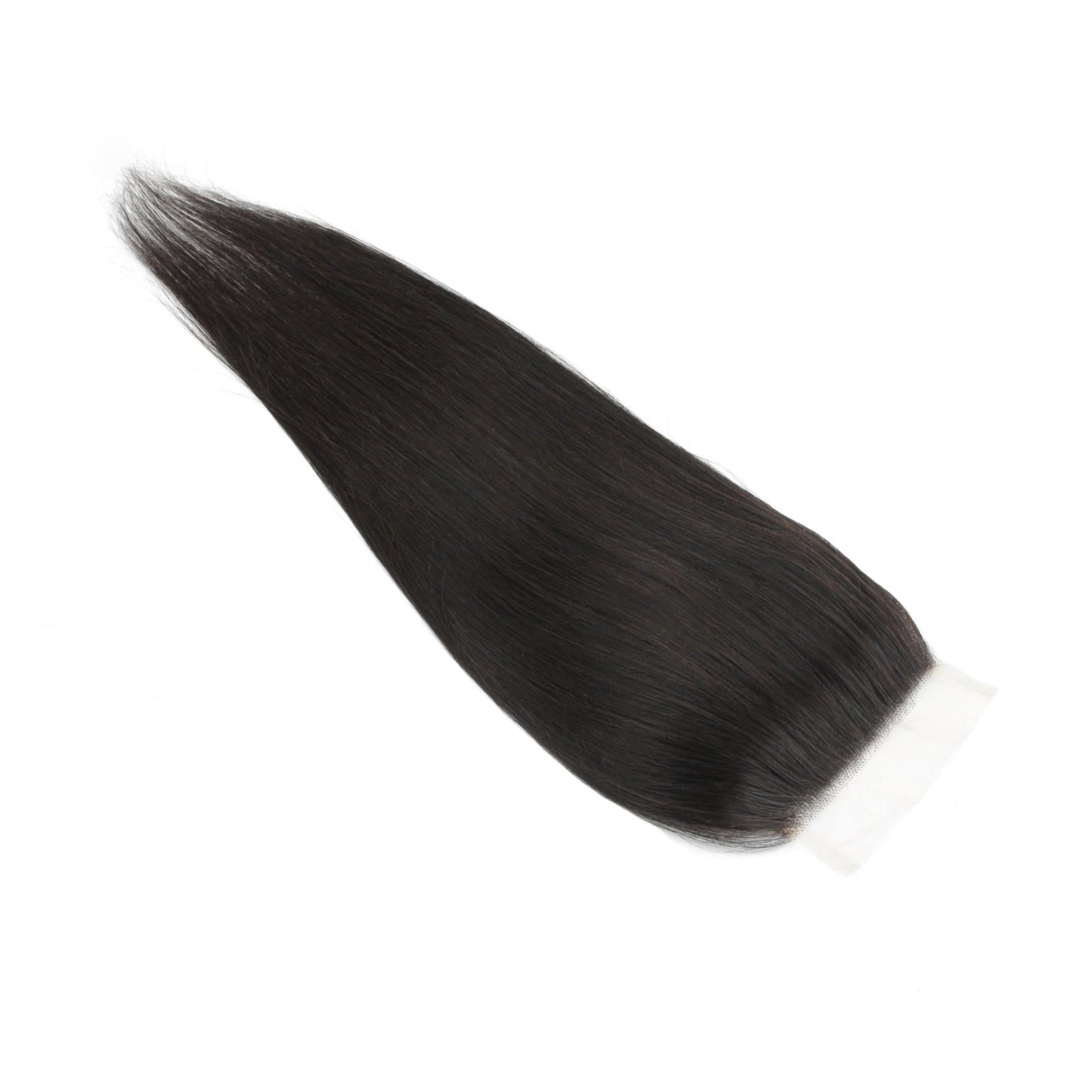 Cierre de cabello humano malayo lacio 4x4 con encaje transparente