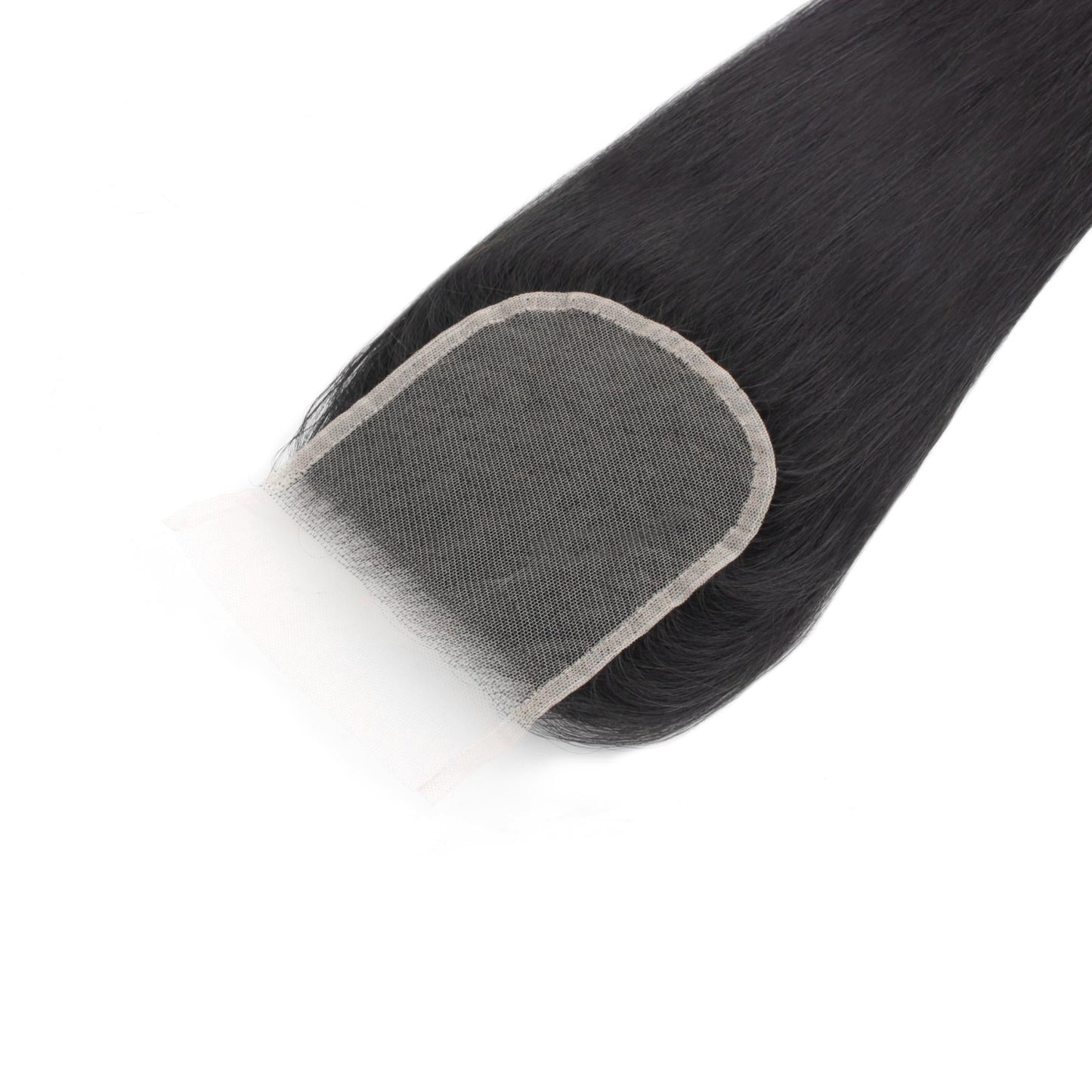 Cierre de cabello humano malayo lacio 4x4 con encaje transparente