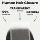 Cierre de cabello humano malayo lacio 4x4 con encaje transparente