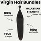Extensiones de cabello 100% humano liso malasio