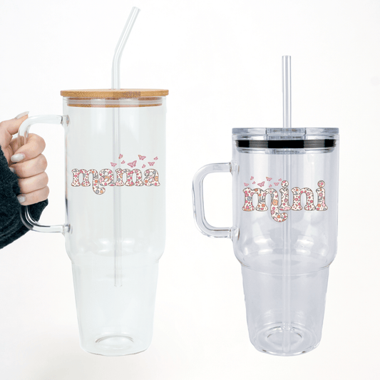 Mama + Mini Floral Butterfly Matching Tumbler Set