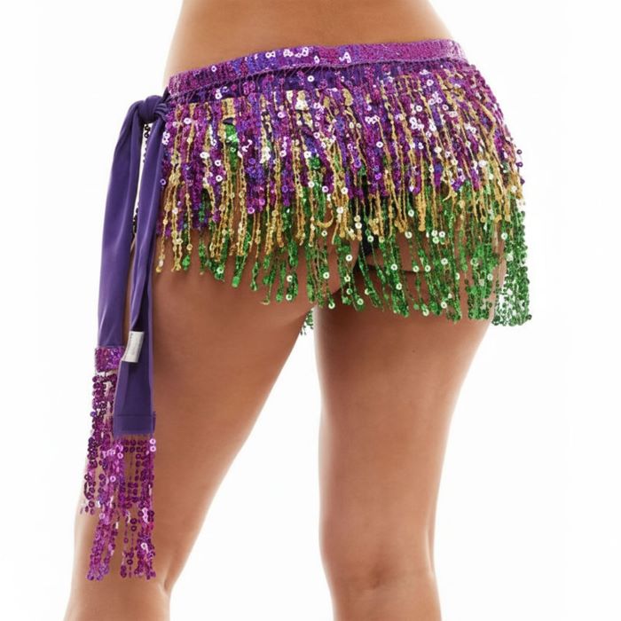 Mardi Gras Sequin Fringe Hip Scarf Skirt