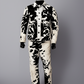 Men's Black and White Cowhide Fur Jacket – Genuine Leather Western Style