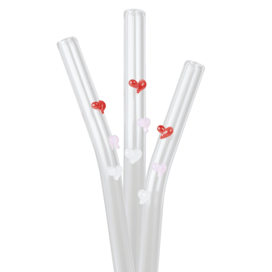 Popote de vidrio de mini corazones
