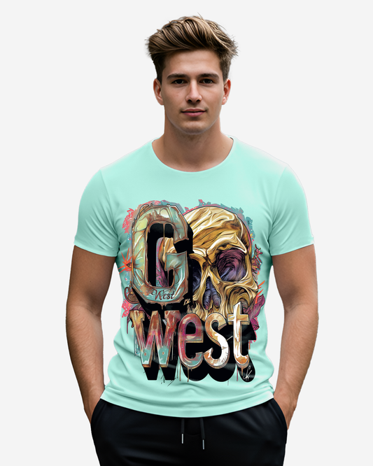 Camiseta con calaveras multicolor para hombre G West