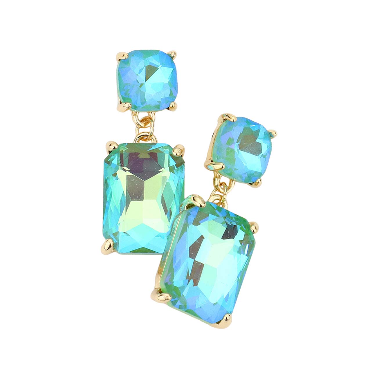 Women's Square Rectangle Link Dangle Evening Earrings