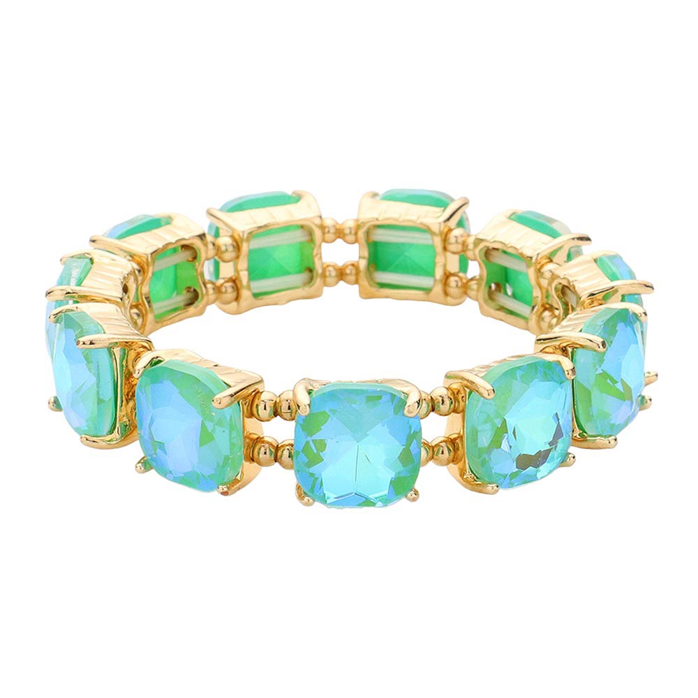 Women's Cushion Square Stone Stretch Evening Bracelet