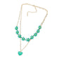 Enamel Heart Pendant Flower Link Double Layered Necklace
